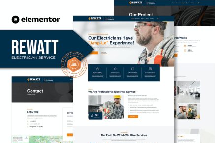 Rewatt- Professional Electrical Services Elementor Template Kit