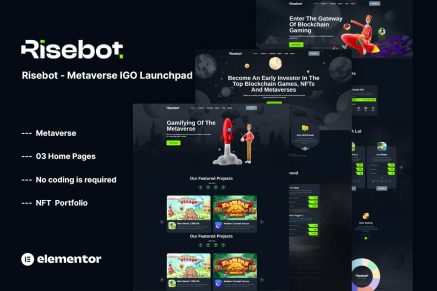 Risebot- Metaverse IGO Launchpad Elementor Template Kit