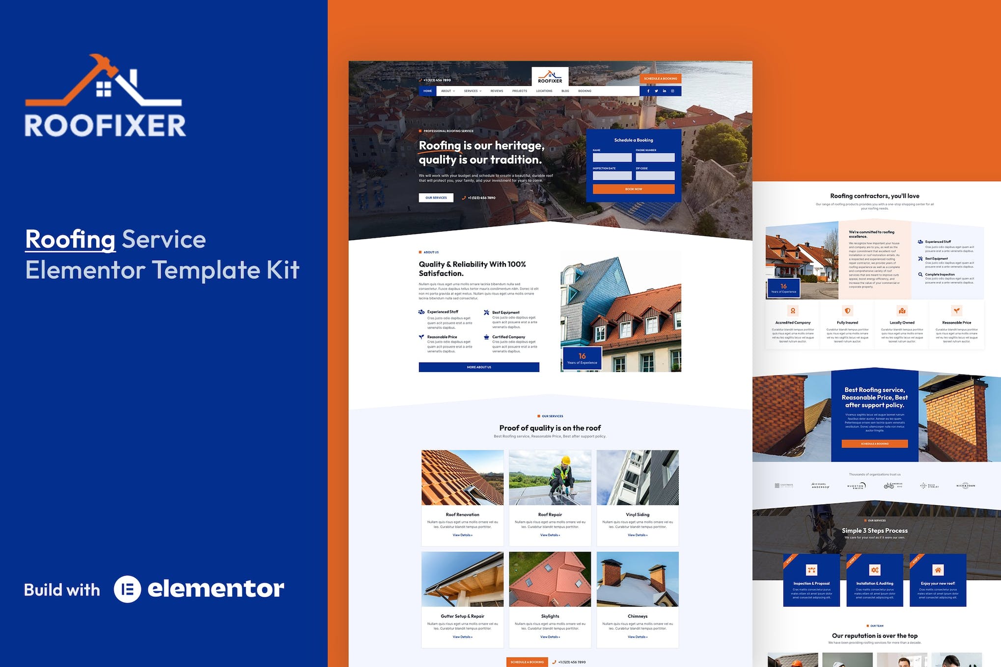 Roofixer- Roofing Service Elementor Pro Template Kit