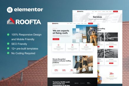 Roofta- Roofing Services Elementor Template Kit
