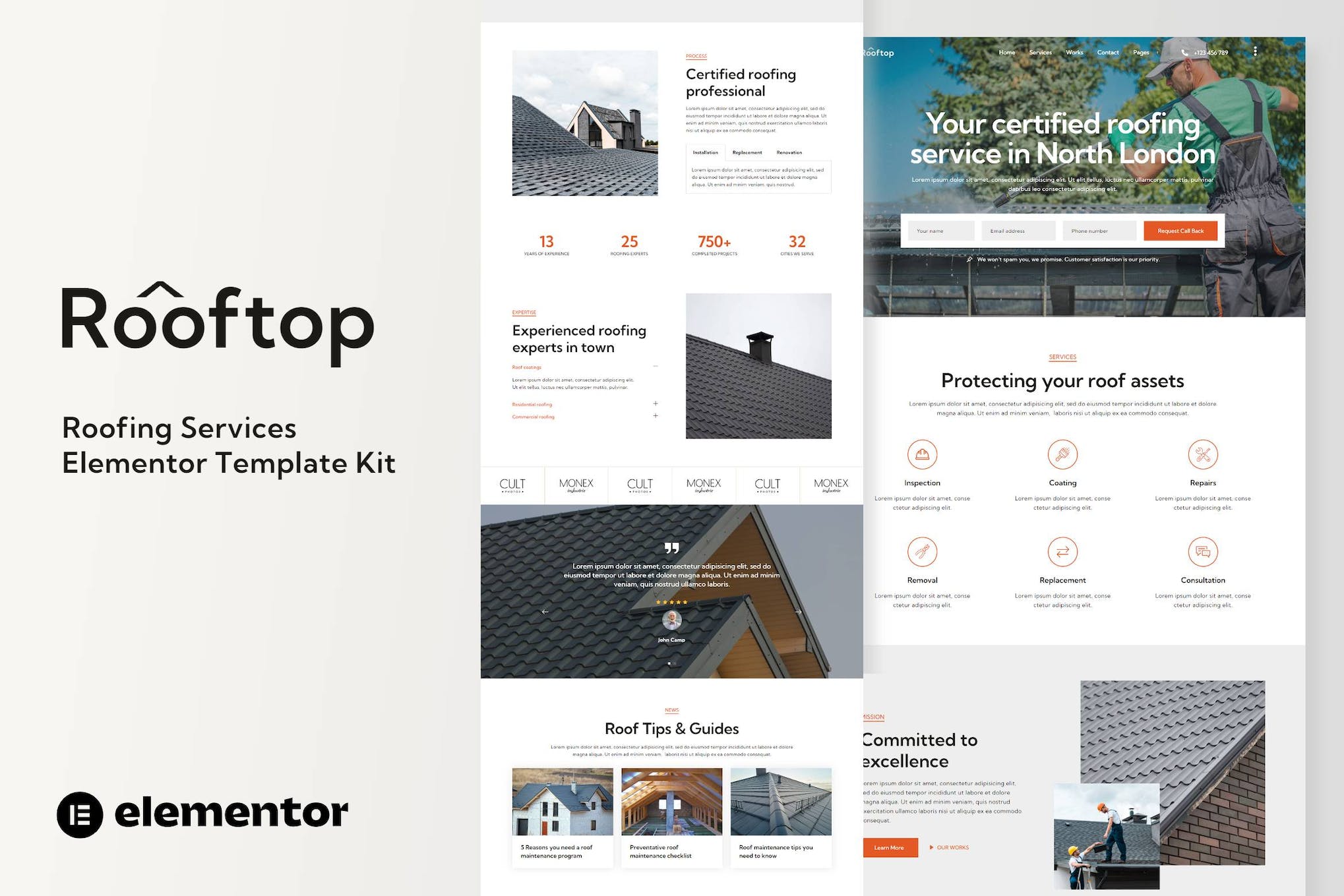 Rooftop- Roofing Service Elementor Template Kit