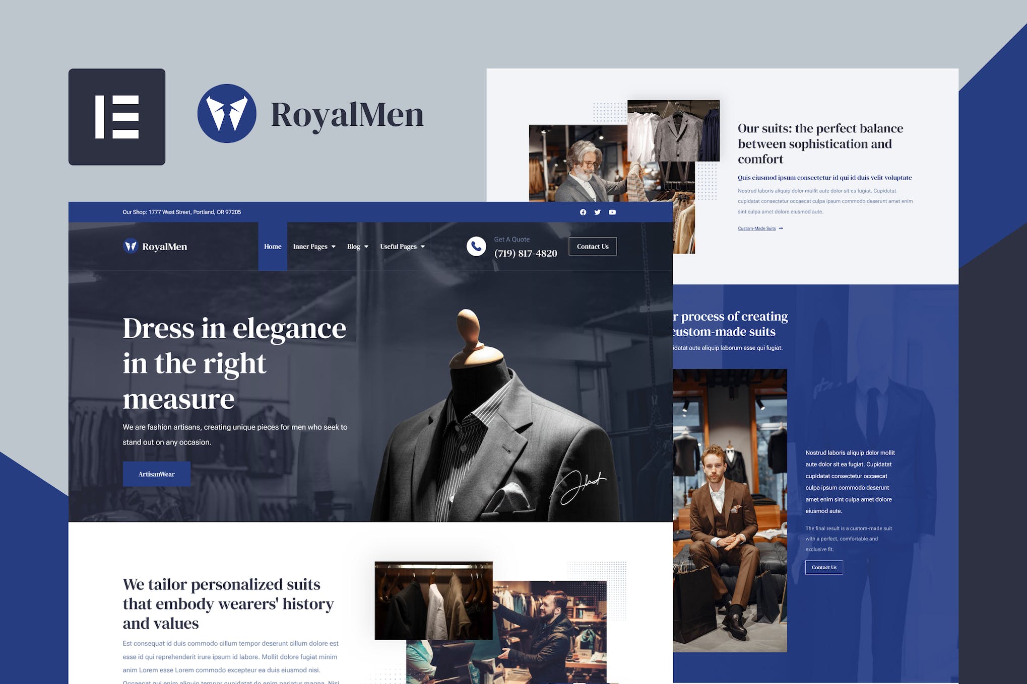RoyalMen- Tailored Suits Elementor Pro Template Kit