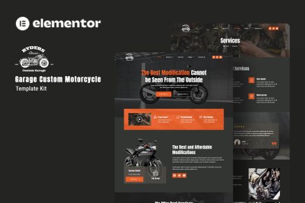 Ryders- Garage Custom Motorcycle Elementor Template Kit