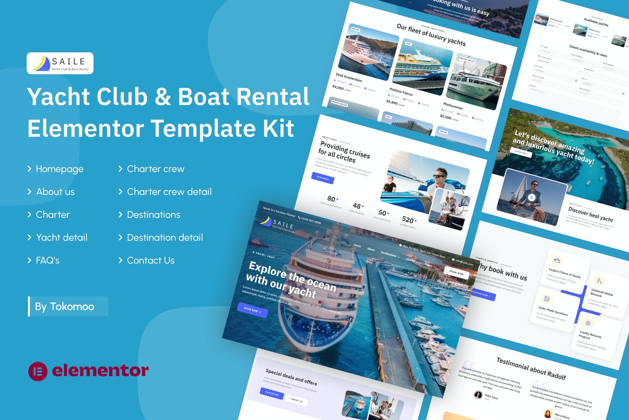 Saile- Yacht Club and Boat Rental Elementor Template Kit