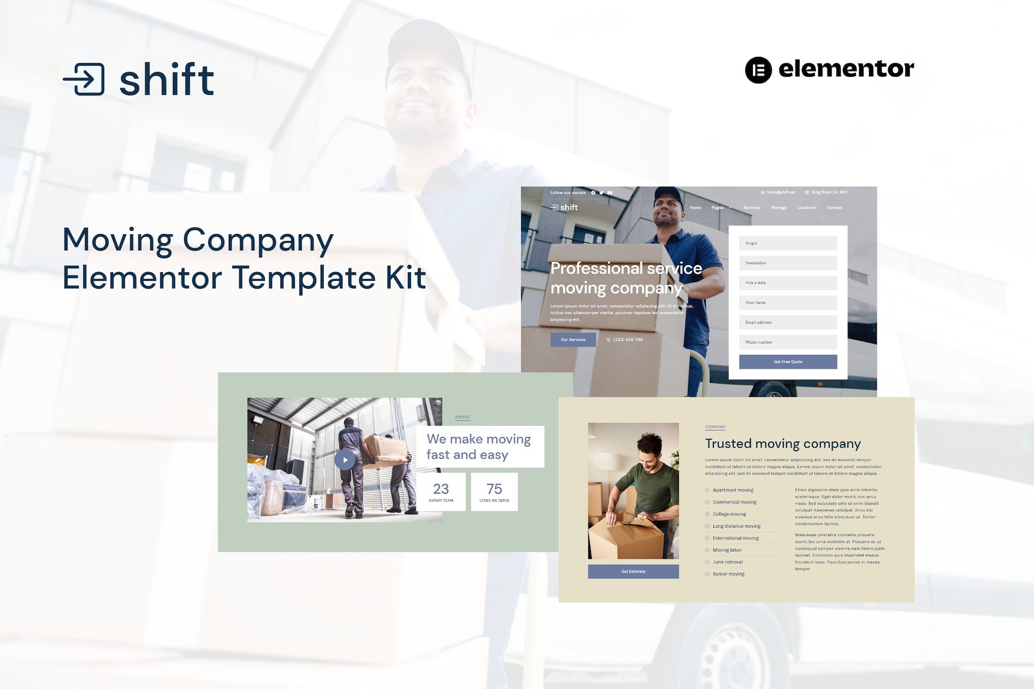 Shift- Moving Company Website Elementor Template Kit