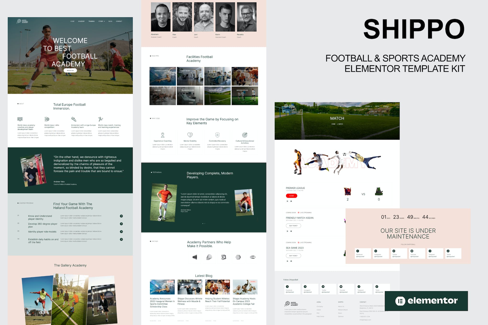 Shippo- Football and Sports Academy Elementor Template Kit