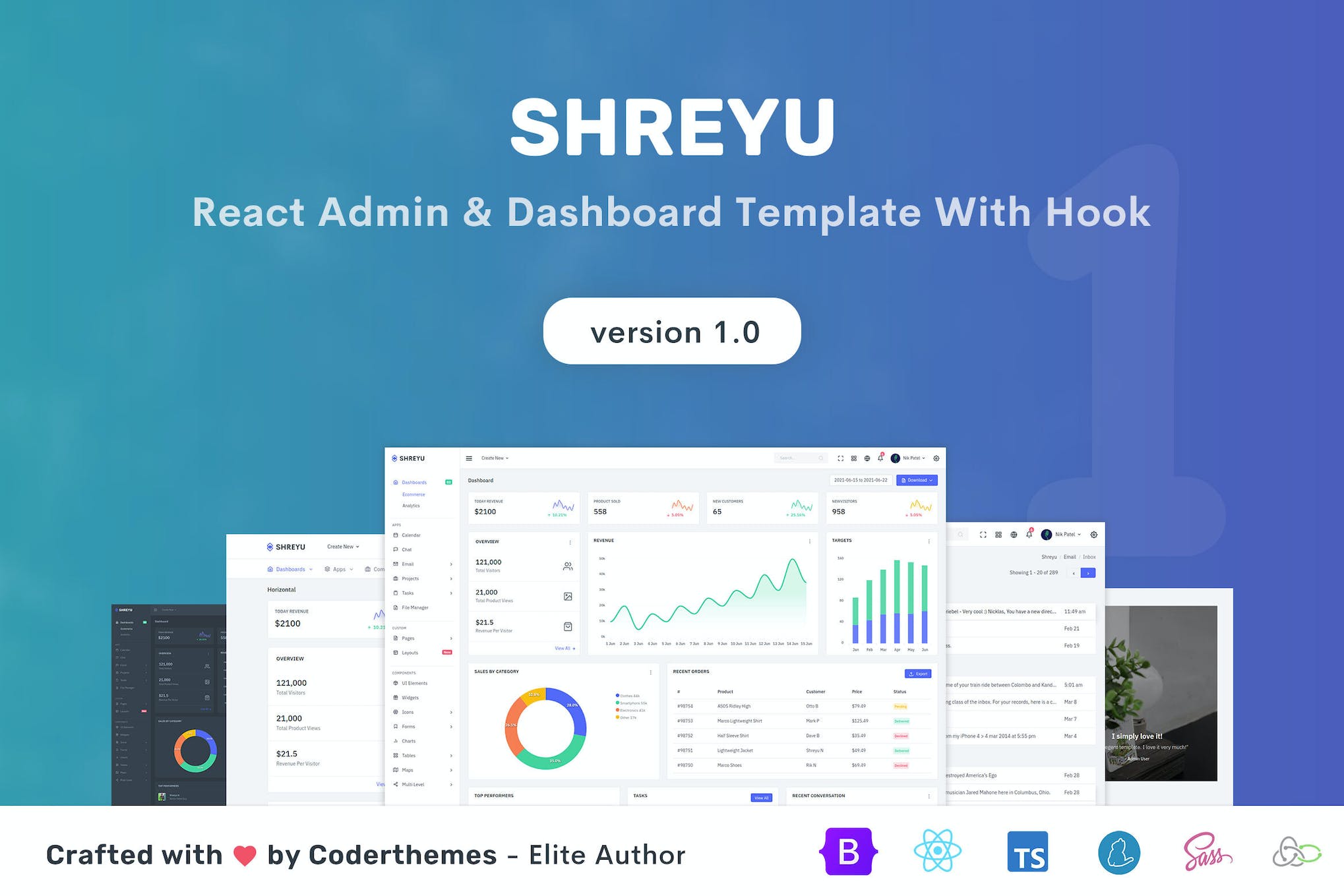 Shreyu- React Admin and Dashboard Template
