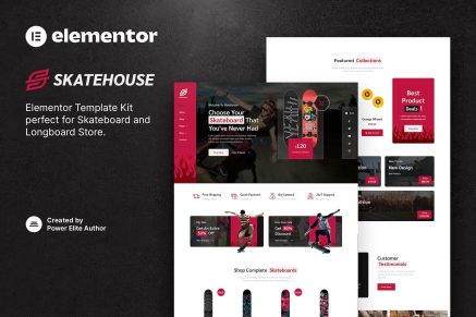 Skatehouse- Skateboard and Extreme Sport Shop Elementor Template Kit