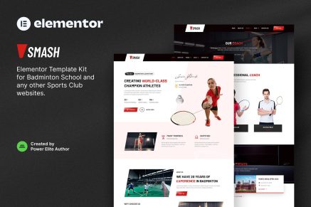 Smash- Badminton School and Sports Club Elementor Template Kit