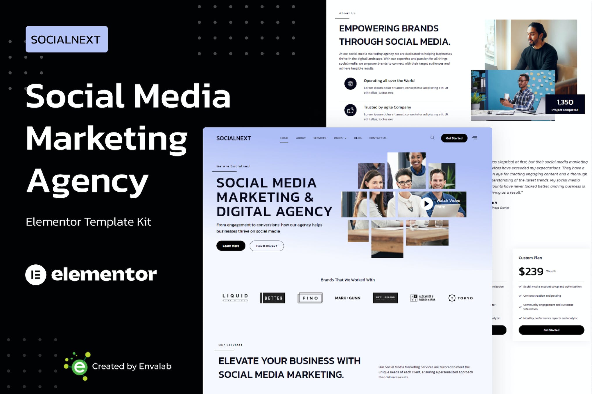 Socialnext- Social Media Marketing Agency Elementor Pro Template Kit