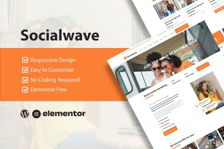 SocialWave- Social Media and Digital Marketing Service Elementor Template Kit
