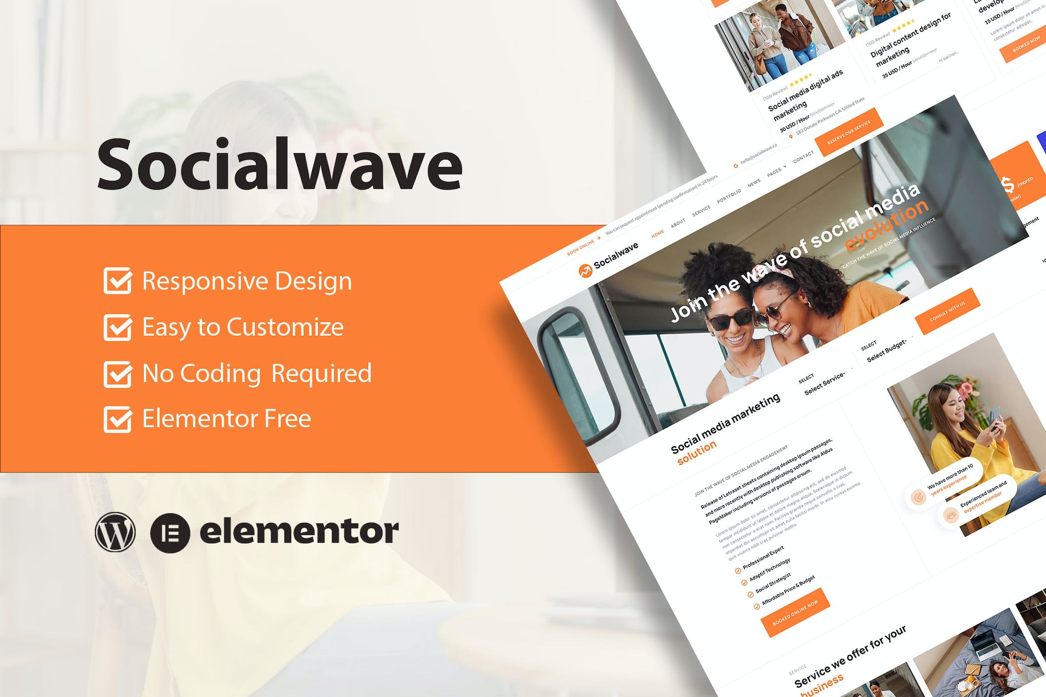 SocialWave- Social Media and Digital Marketing Service Elementor Template Kit