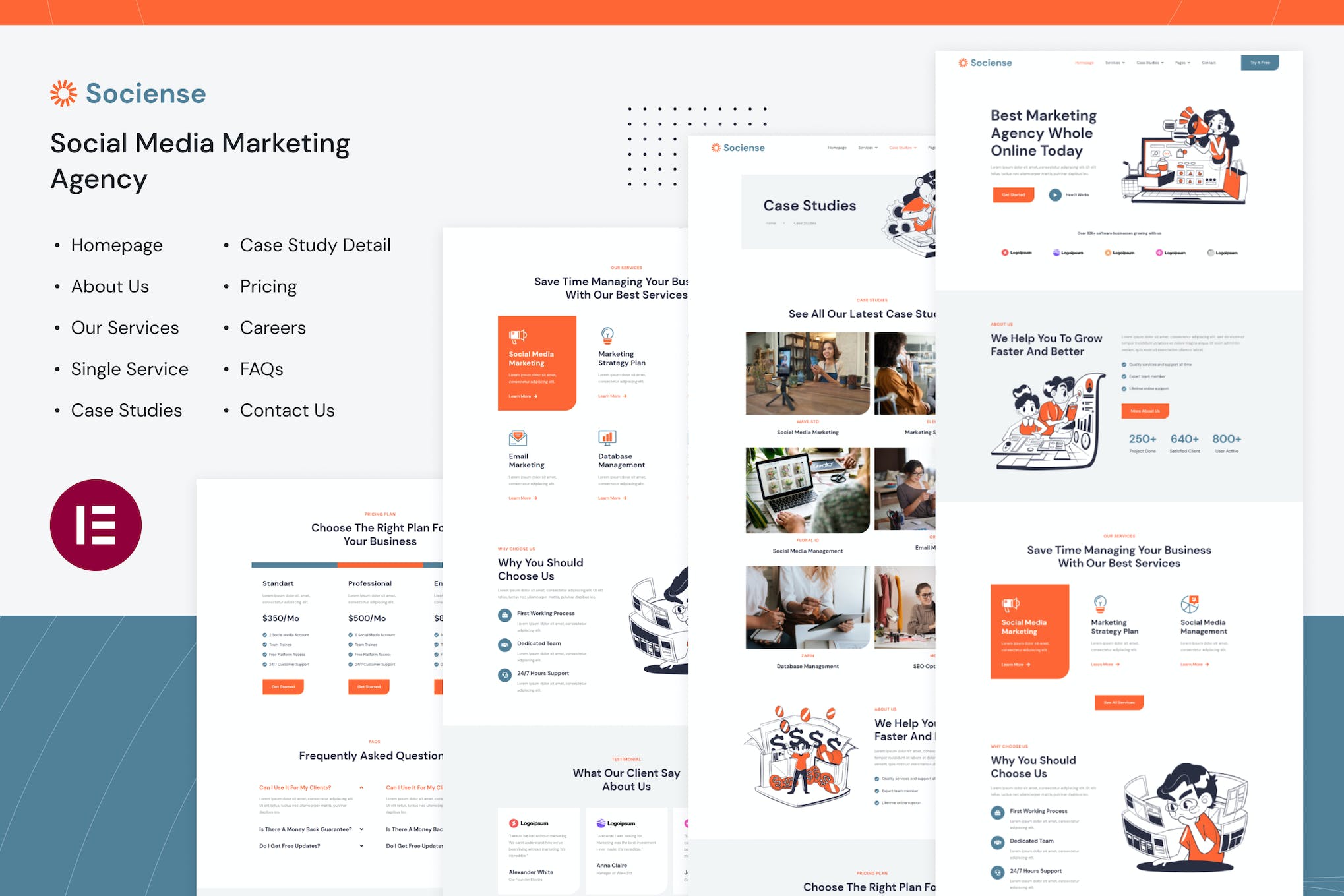 Socience- Social Media Marketing Agency Elementor Template Kit