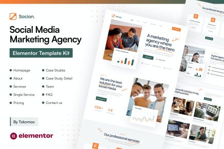 Socion- Social Media Marketing Agency Elementor Pro Template Kit