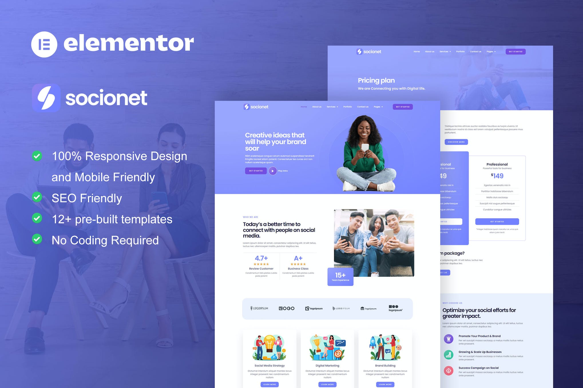 Socionet- Social Media Marketing Agency Elementor Template Kit