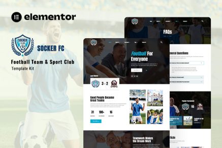 Socker- Football Team and Sports Club Elementor Template Kit