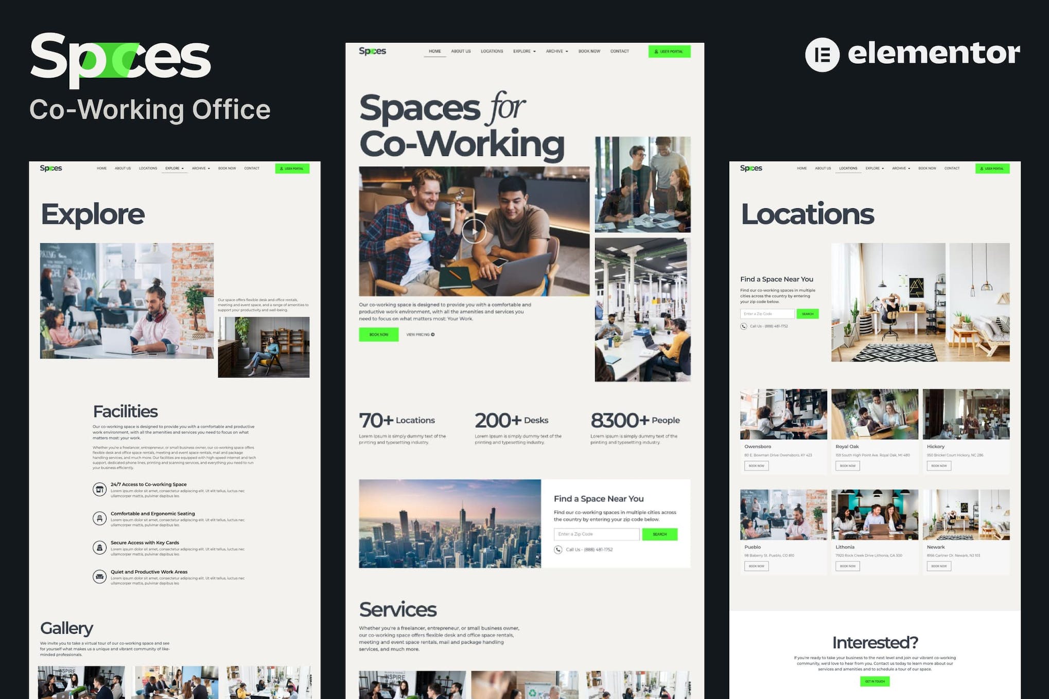 Spaces- Co- Working Elementor Pro Template Kit