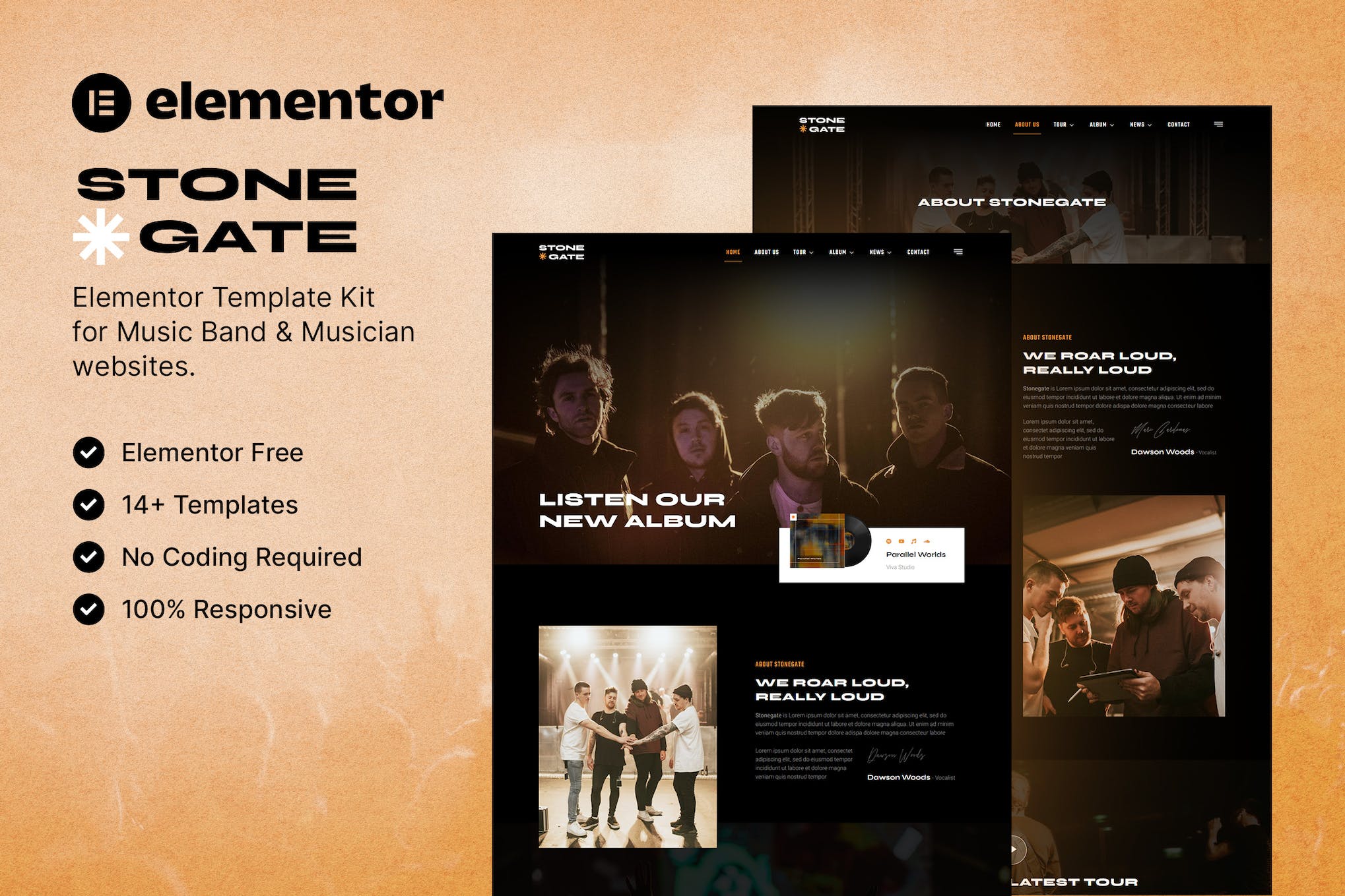 Stonegate- Music Band and Musician Elementor Template Kit