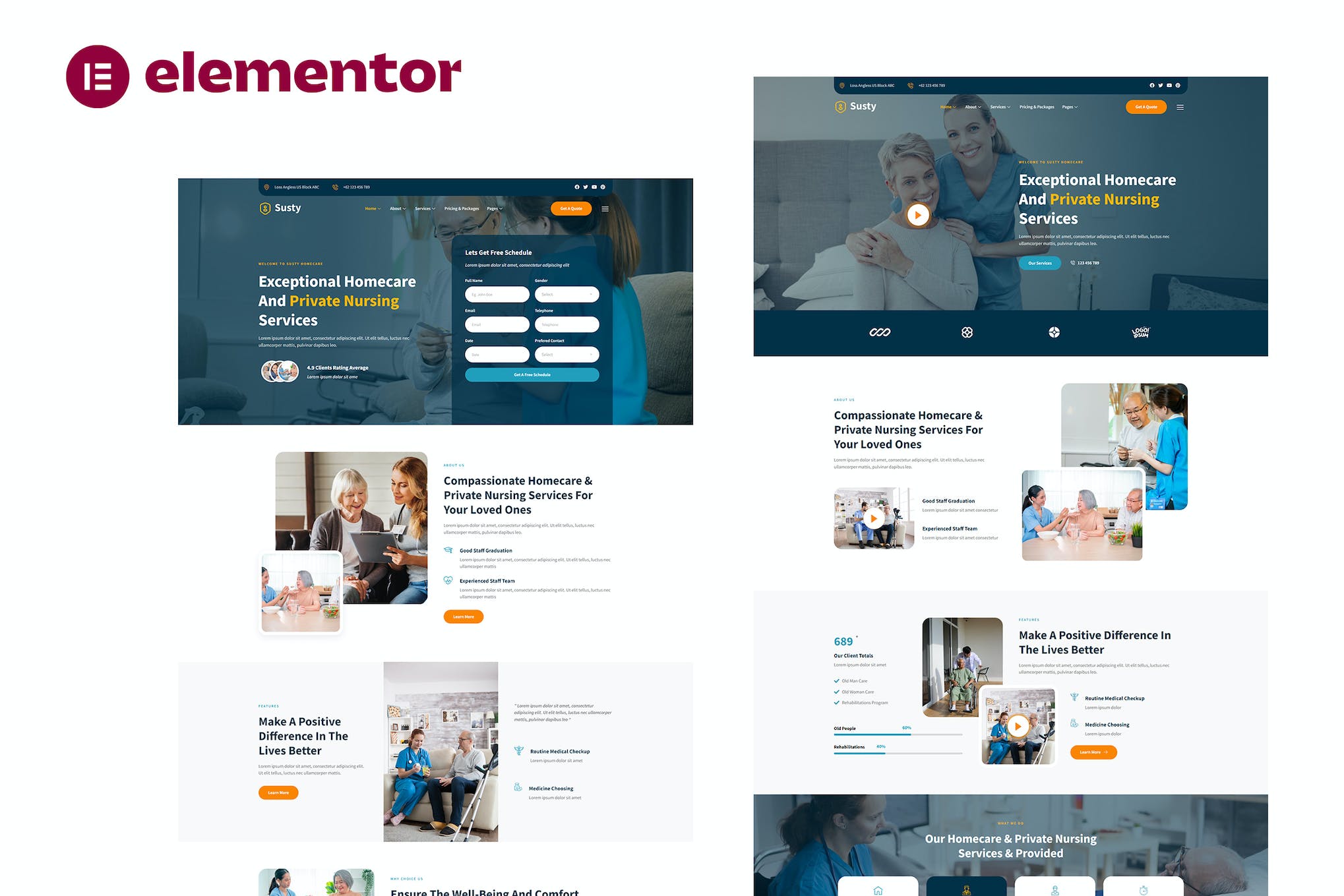 Susty- Homecare and Private Nursing Services Elementor Template Kit