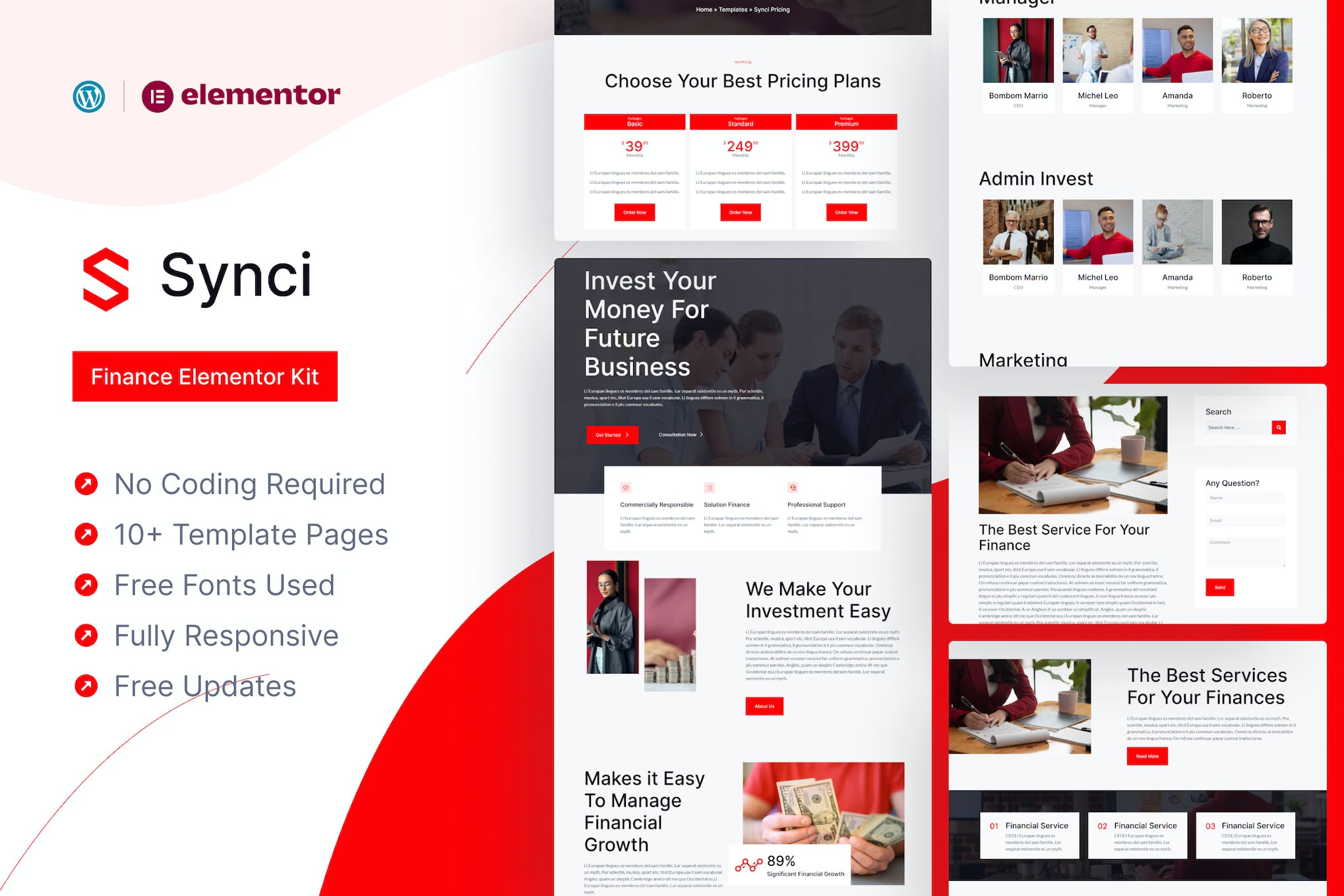Synci- Finance Elementor Pro Template Kit