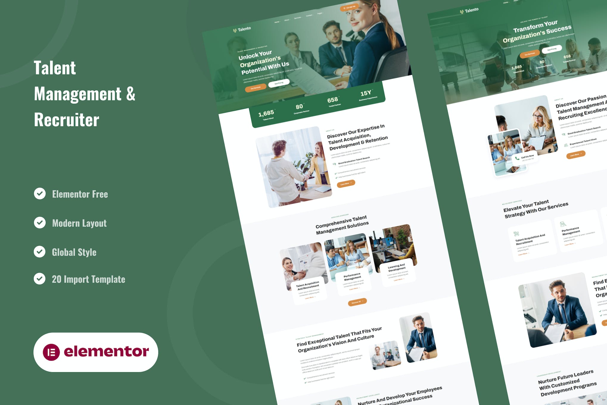 Talento- Talent Management and Recruiter Elementor Template Kit