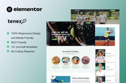 Tenez- Tennis School and Club Elementor Template Kit