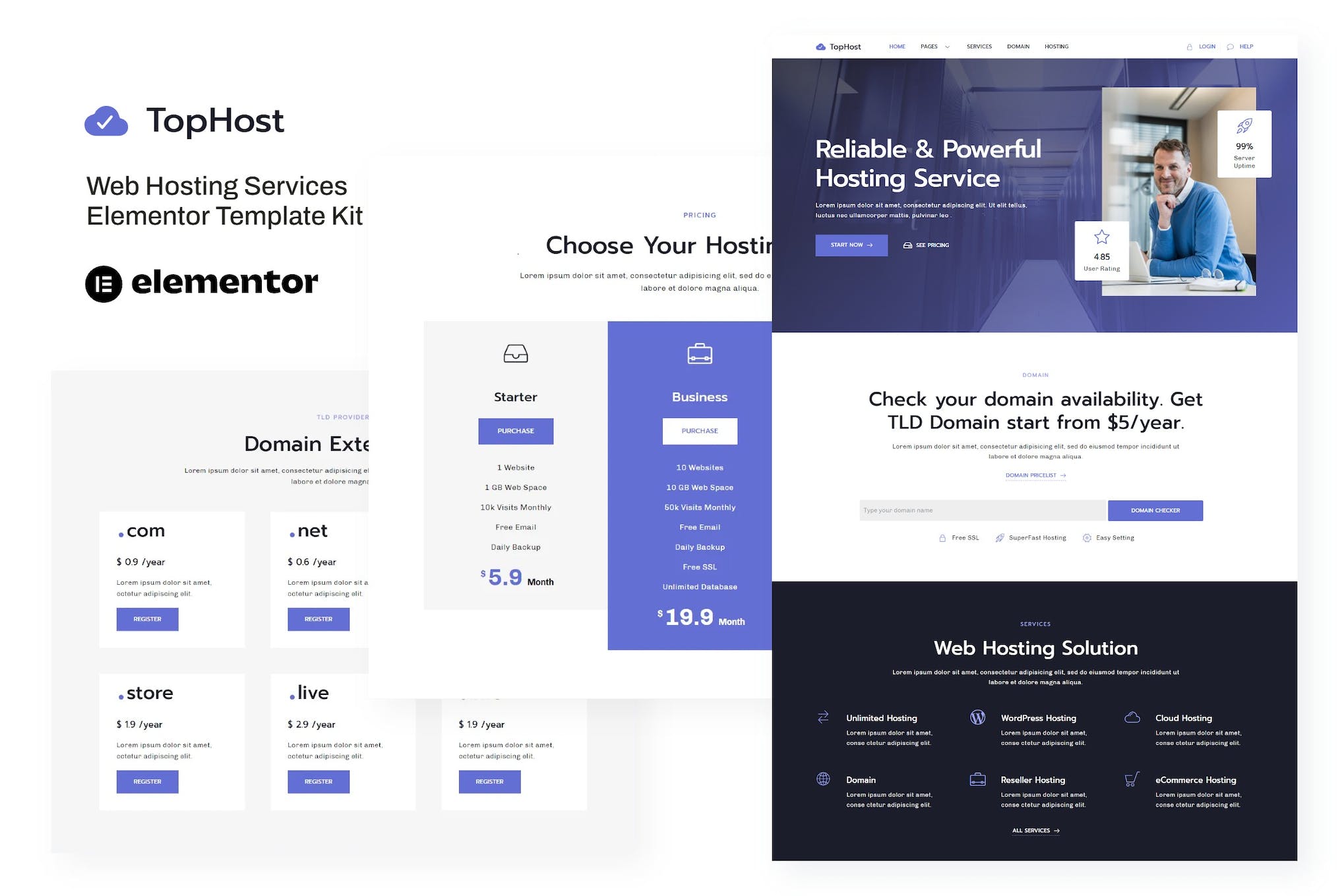 TopHost- Web Hosting Services Elementor Template Kit