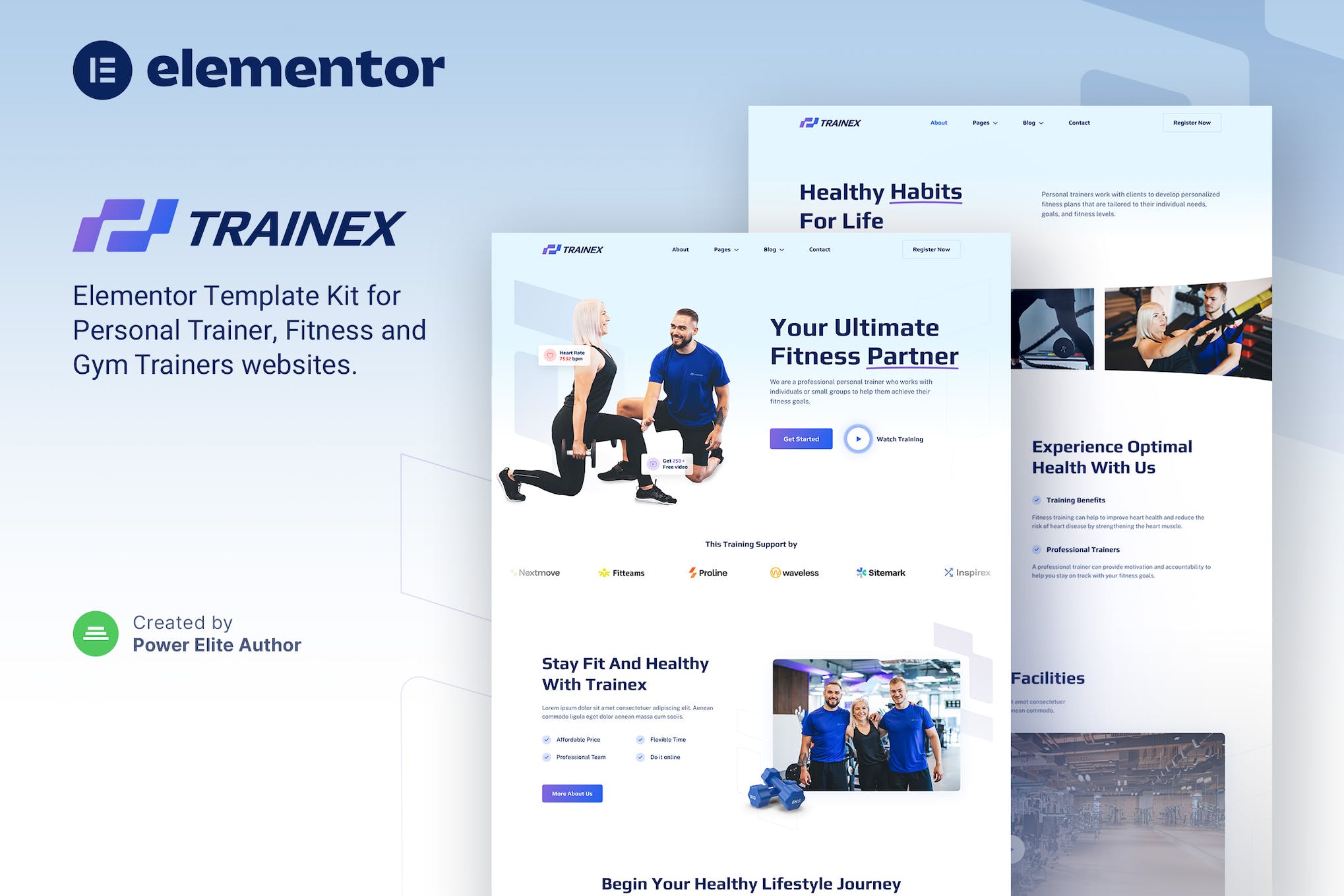 Trainex- Personal Trainer and Fitness Elementor Template Kit