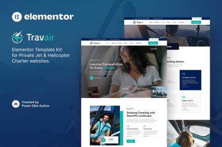 Travair- Private Jet and Helicopter Charter Elementor Template Kit