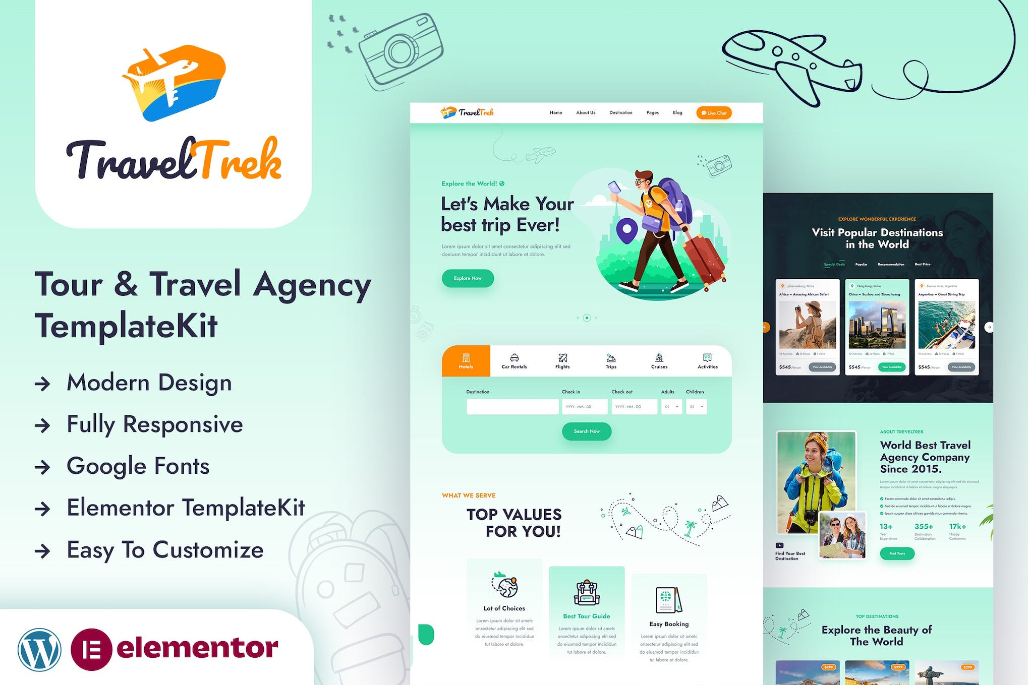 Travel Trek- Tour and Travel Agency Elementor Template Kit