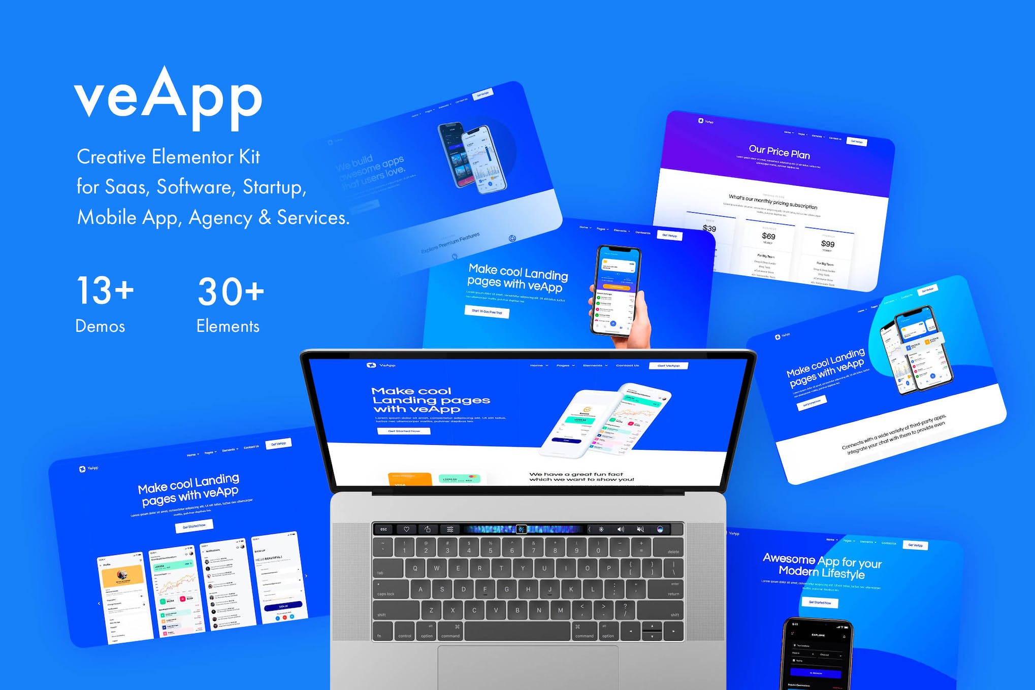 veApp- Mobile App and Startup Elementor Template Kit