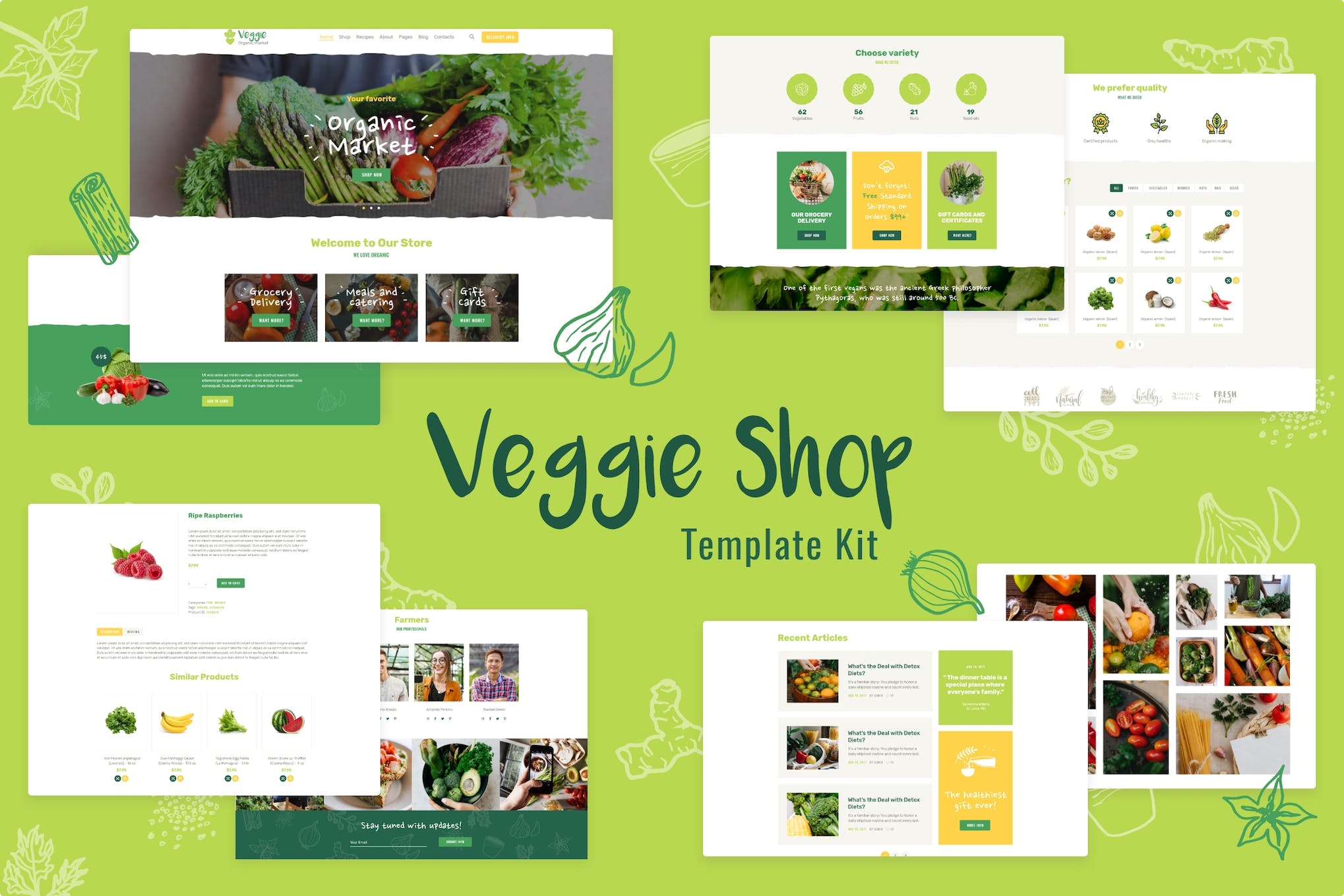Veggie- Organic Food and Eco Online Store Products Template Kit