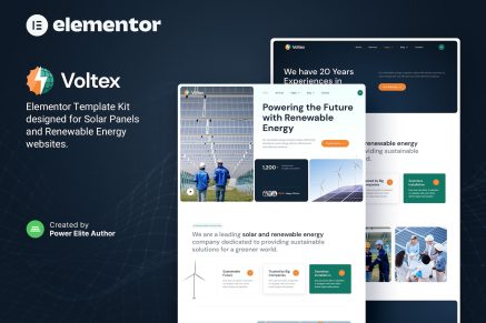 Voltex- Solar Panels and Renewable Energy Company Elementor Template Kit
