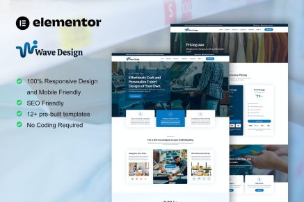 WaveDesign- T Shirt Design and Printing Service Elementor Pro Template Kit