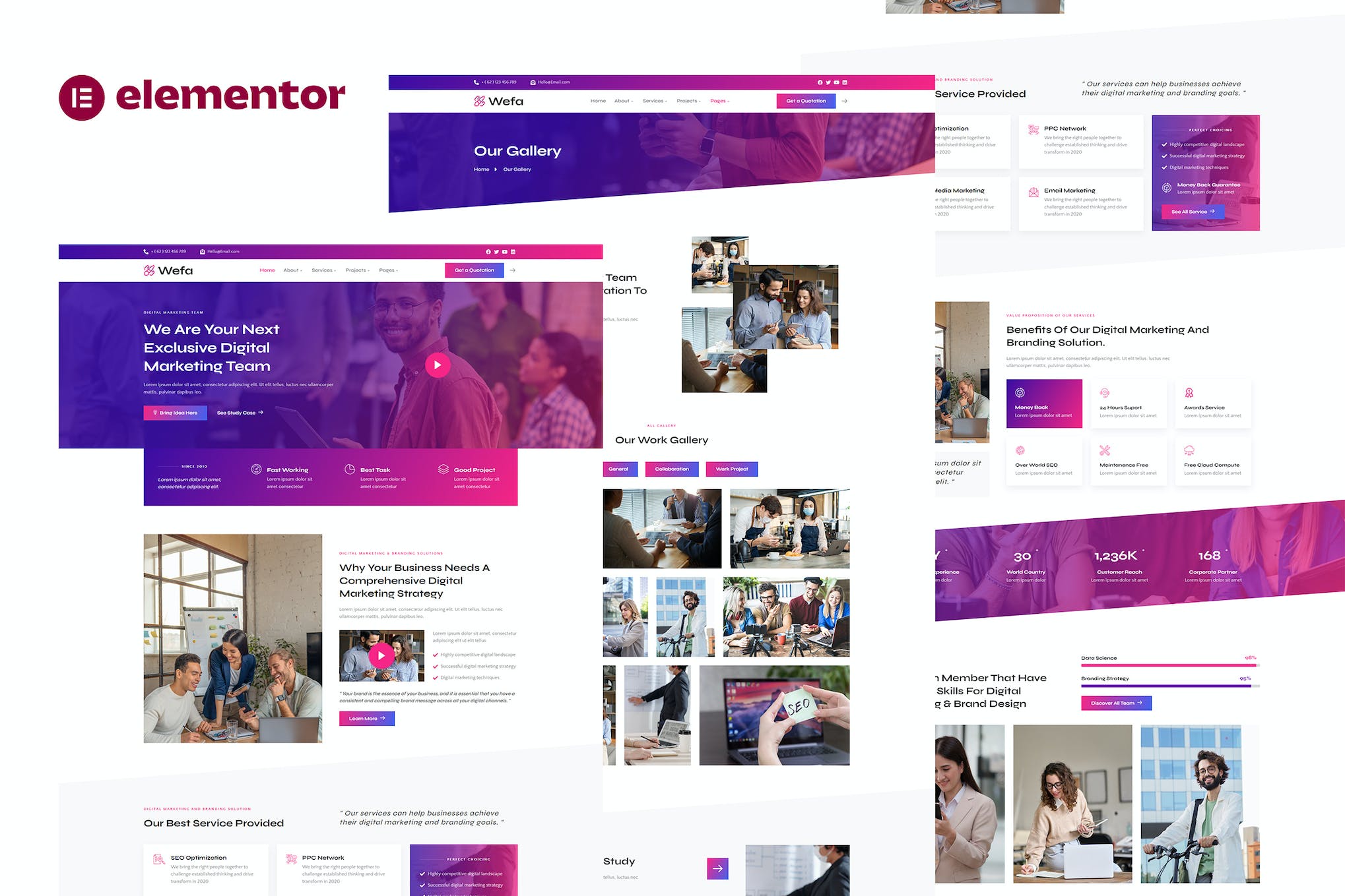 Wefa- Digital Marketing and Brand Design Agency Elementor Template Kit