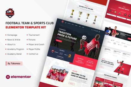 Wolves- Football Team and Sports Club Elementor Template Kit
