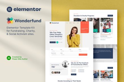 Wonderfund- Fundraising and Charity Elementor Template Kit