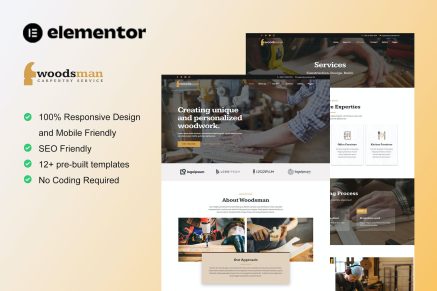 Woodsman- Carpenter and Craftsman Elementor Template Kit