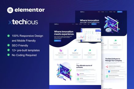 Xtechious- Saas and Digital Tech Company Elementor Template Kit