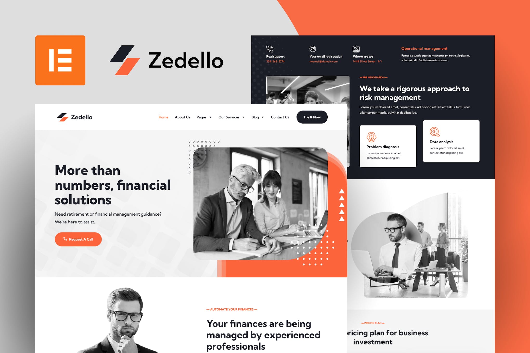 Zedello- Consultant and Finance Business Elementor Template Kit