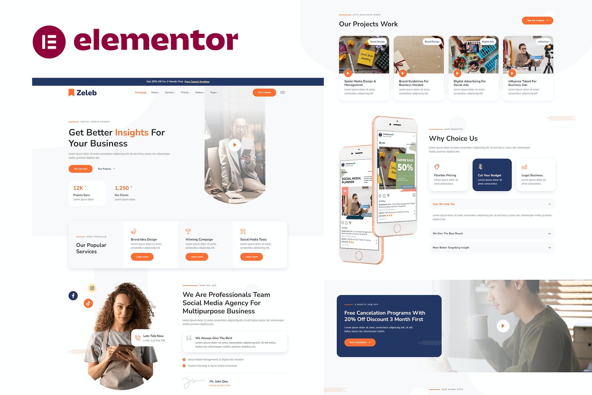 Zeleb- Social Media Marketing and Digital Advertising Elementor Template Kit