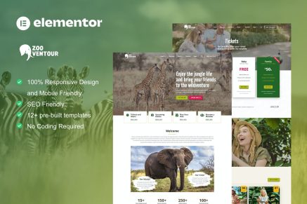 Zooventour- Safari and Zoo Elementor Pro Template Kit