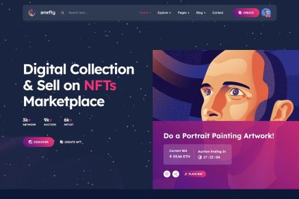 Anefty - NFT Marketplace HTML Template