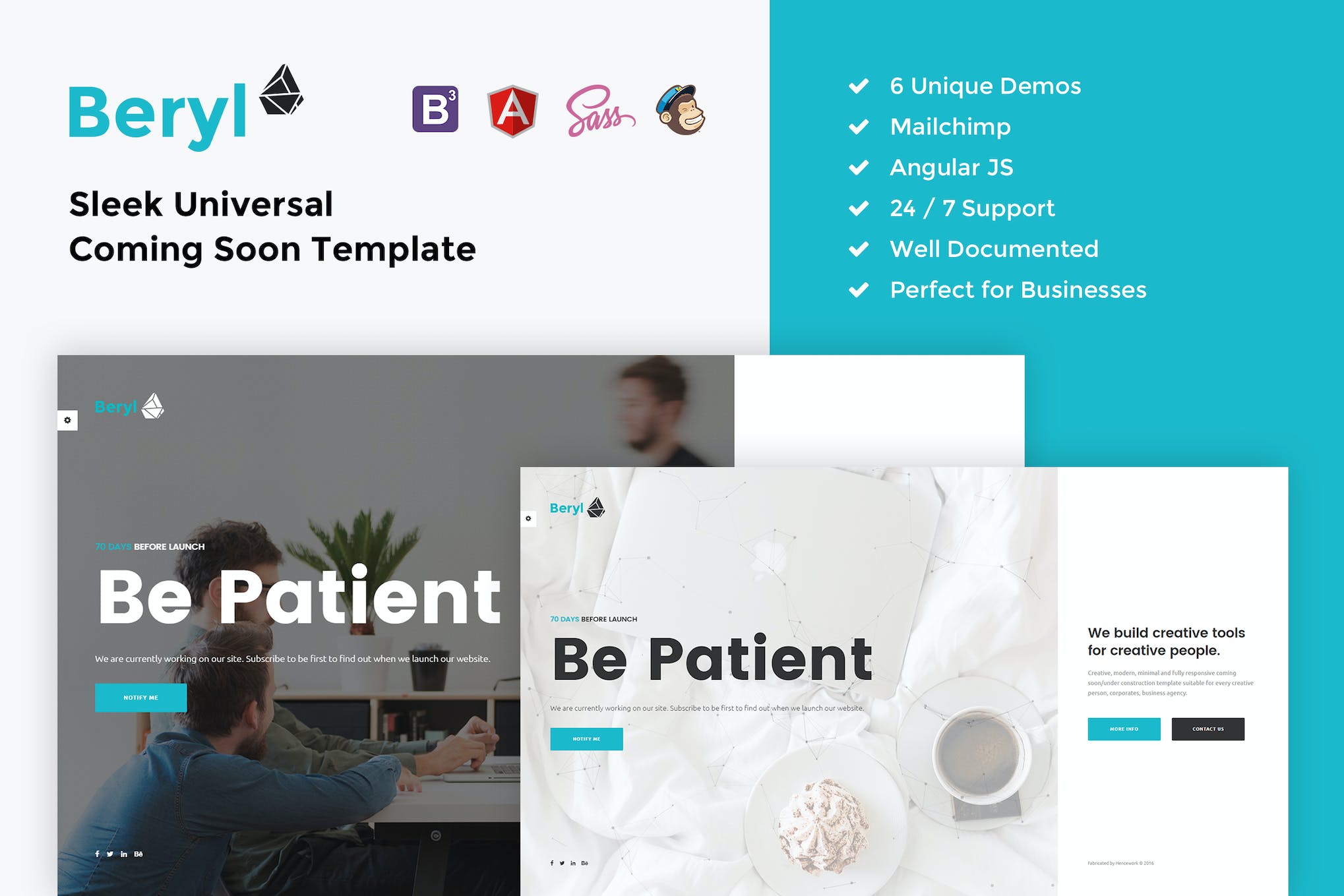 Beryl – Responsive HTML Coming Soon Template