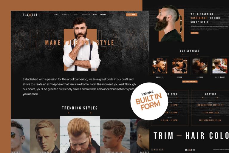 Barbershop & Hair Salon Website Template – Blaxcut