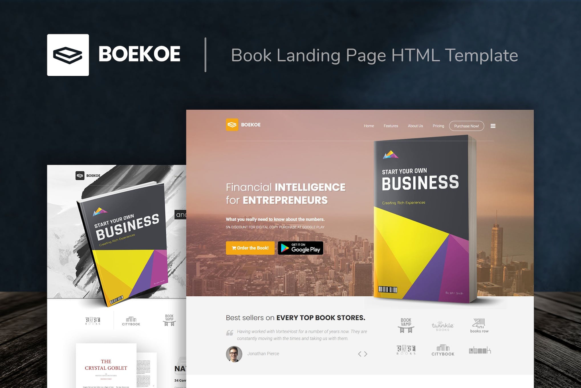 Boekoe - Book Landing Page HTML Template- Download for Wordpress