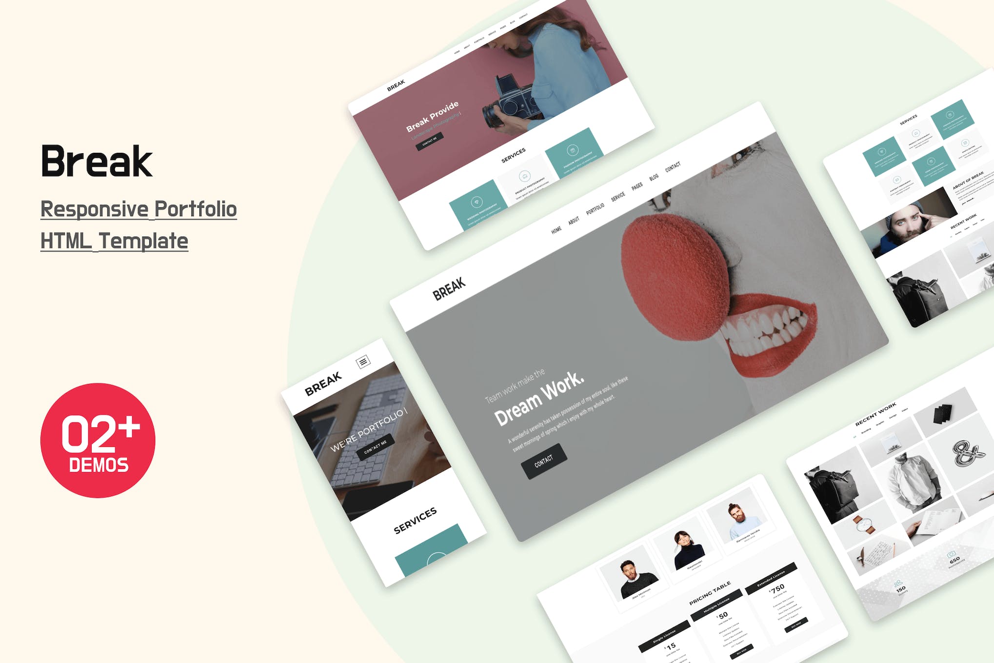Break Responsive Portfolio HTML Template Download for Wordpress