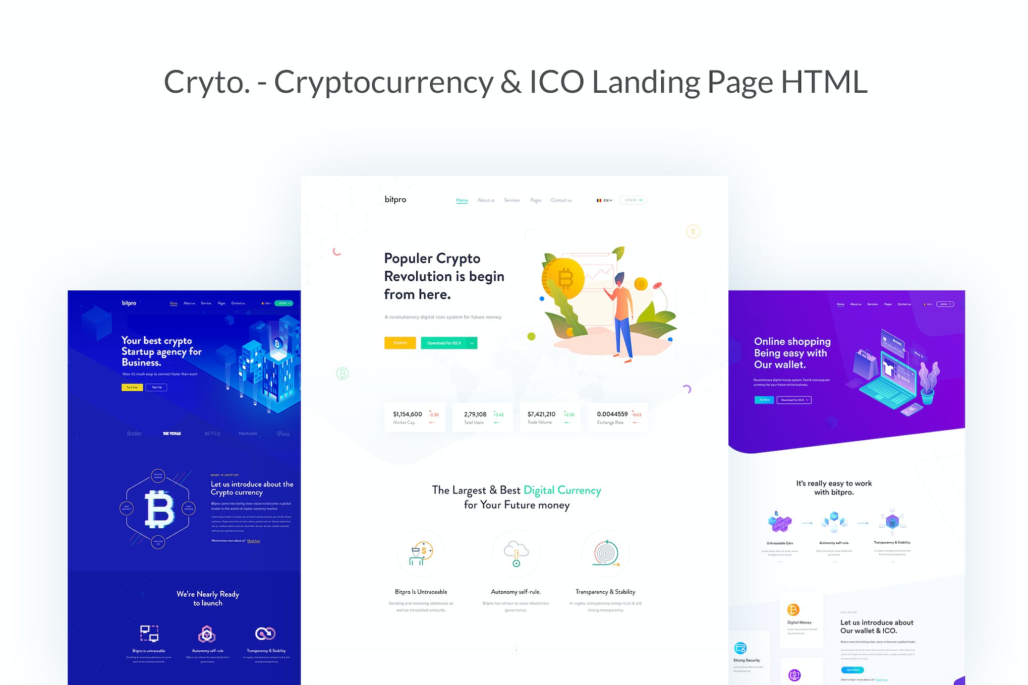 Cryto - Bitcoin & Cryptocurrency Landing Page HTML