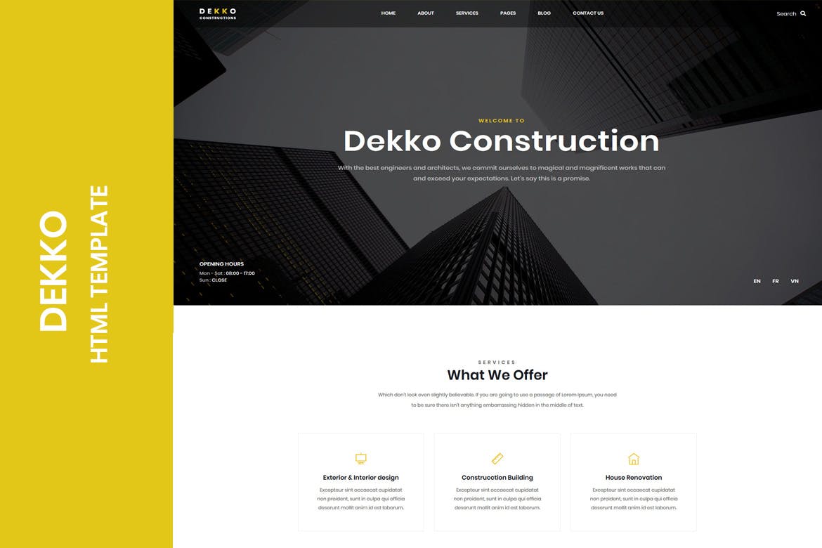 Dekko - Construction HTML Template