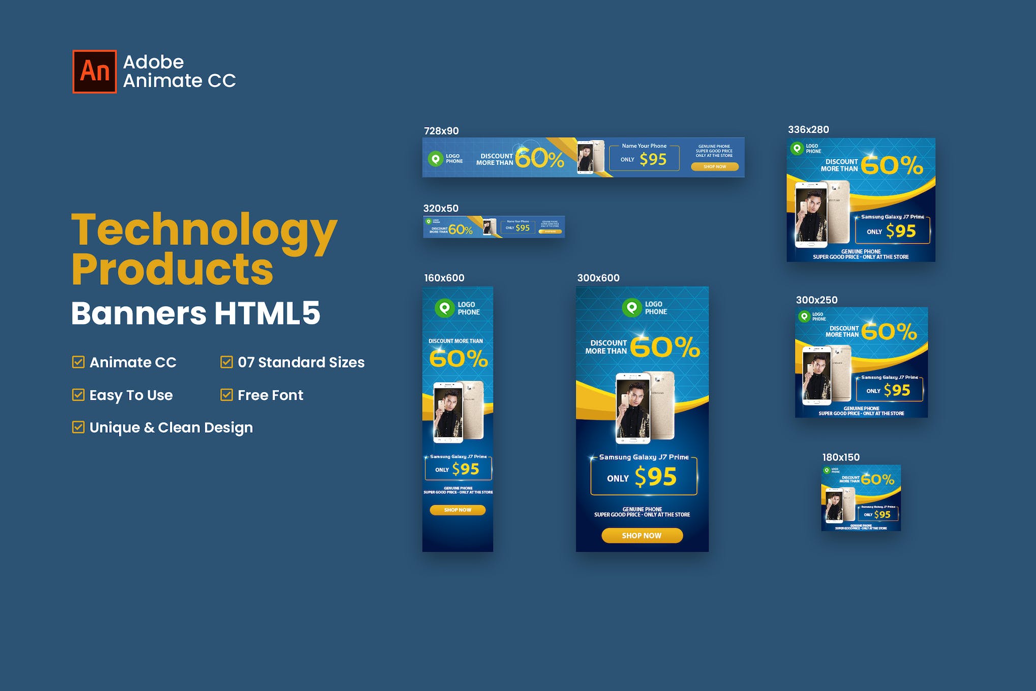 Discount Products HTML Banner Ads - Animate CC
